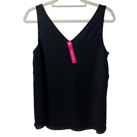 Lilly Pulitzer Reversible Florin V-Neck Top Tanzanian Moonlight Garden Small - Picture 2 of 7